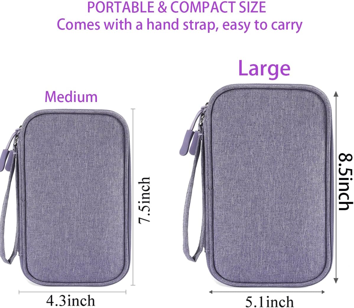 Travel Electronic Organizer Pouch Bag, Waterproof Portable Electronic Accessories Storage Multifunctional Case for USB, Cable, Cord, Charger, Phone, Power Bank, Earphone (Purple, Large) - Image 2