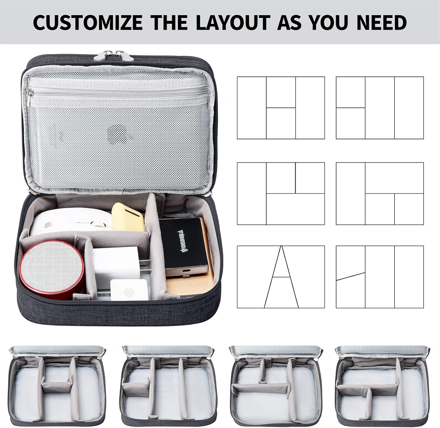 Lanola Travel Cable Organizer Bag, Electronic Accessories Case Portable Double Layer Cable Storage Bag for Cord,phone,Charger, Flash Drive, Phone, SD Card,Personal Items - (Black) - Image 4