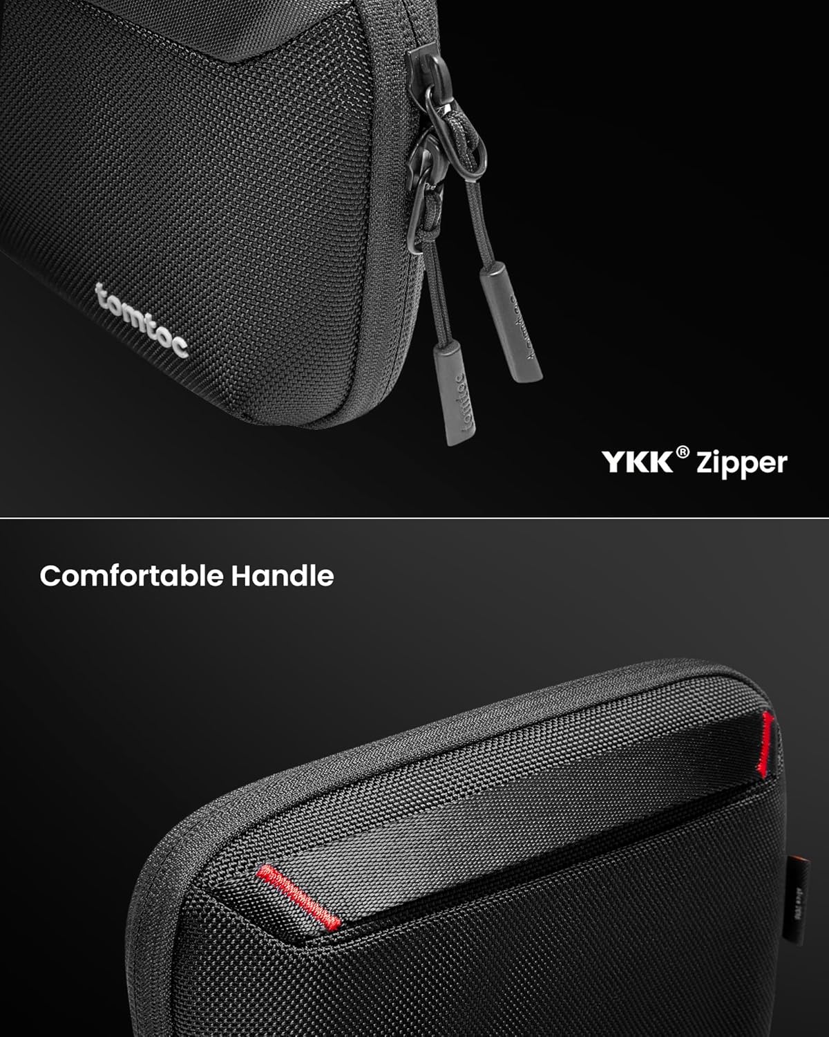 tomtoc Travel Cable Organizer Pouch, Electronics Accessories Organizer Portable Waterproof Double Accessories Carry Case for Cord, Charger, Cables, USB Drive, Black - Image 6