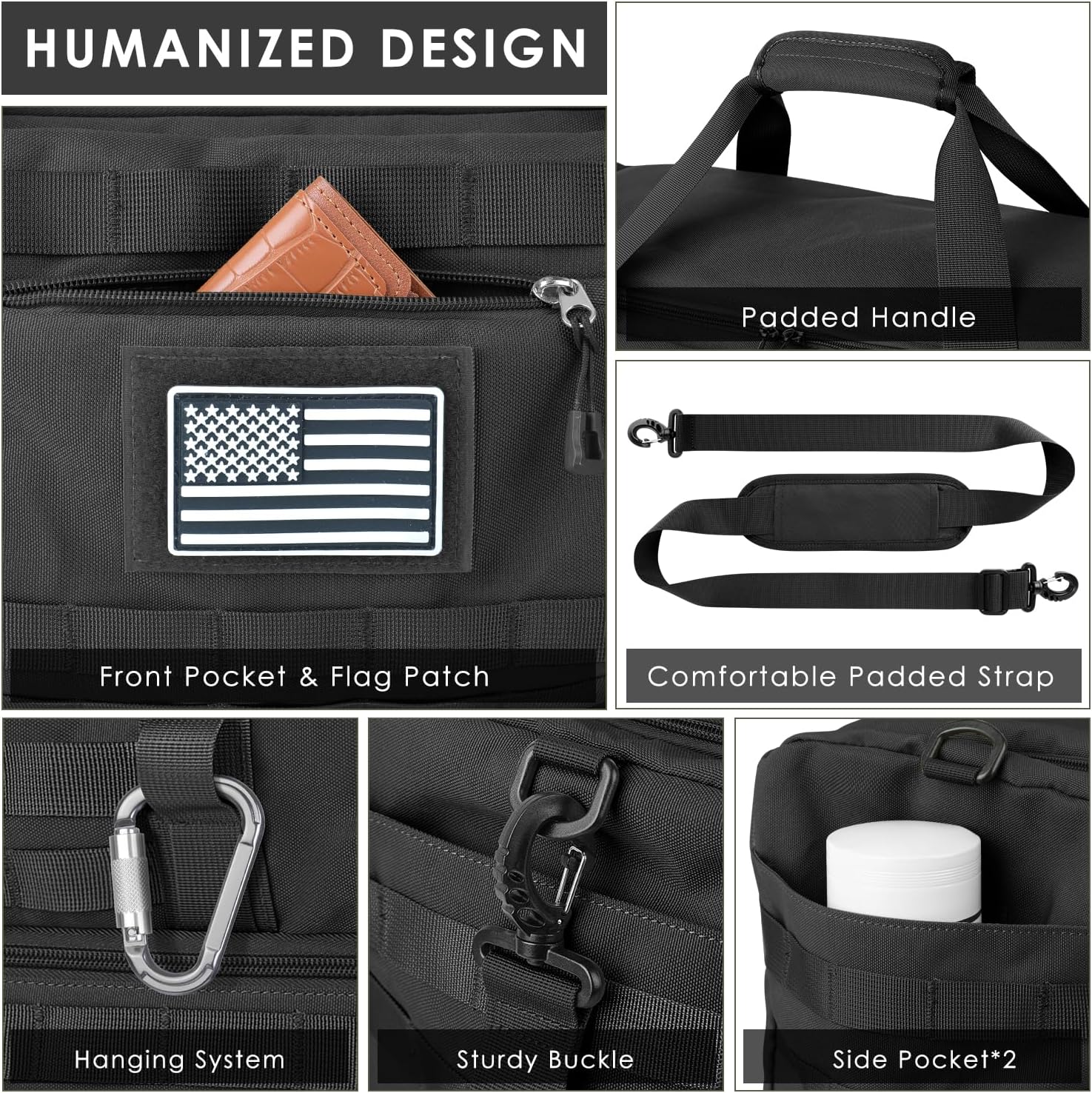 ETRONIK Travel Bag for Men Women, Gym Bag & Tactical Duffle Bags for Travel, Carry on with Toiletry Bag and Shoe Compartment, Weekender Overnight Trip with Wet Pocket for Workout Medical, Black - Image 3