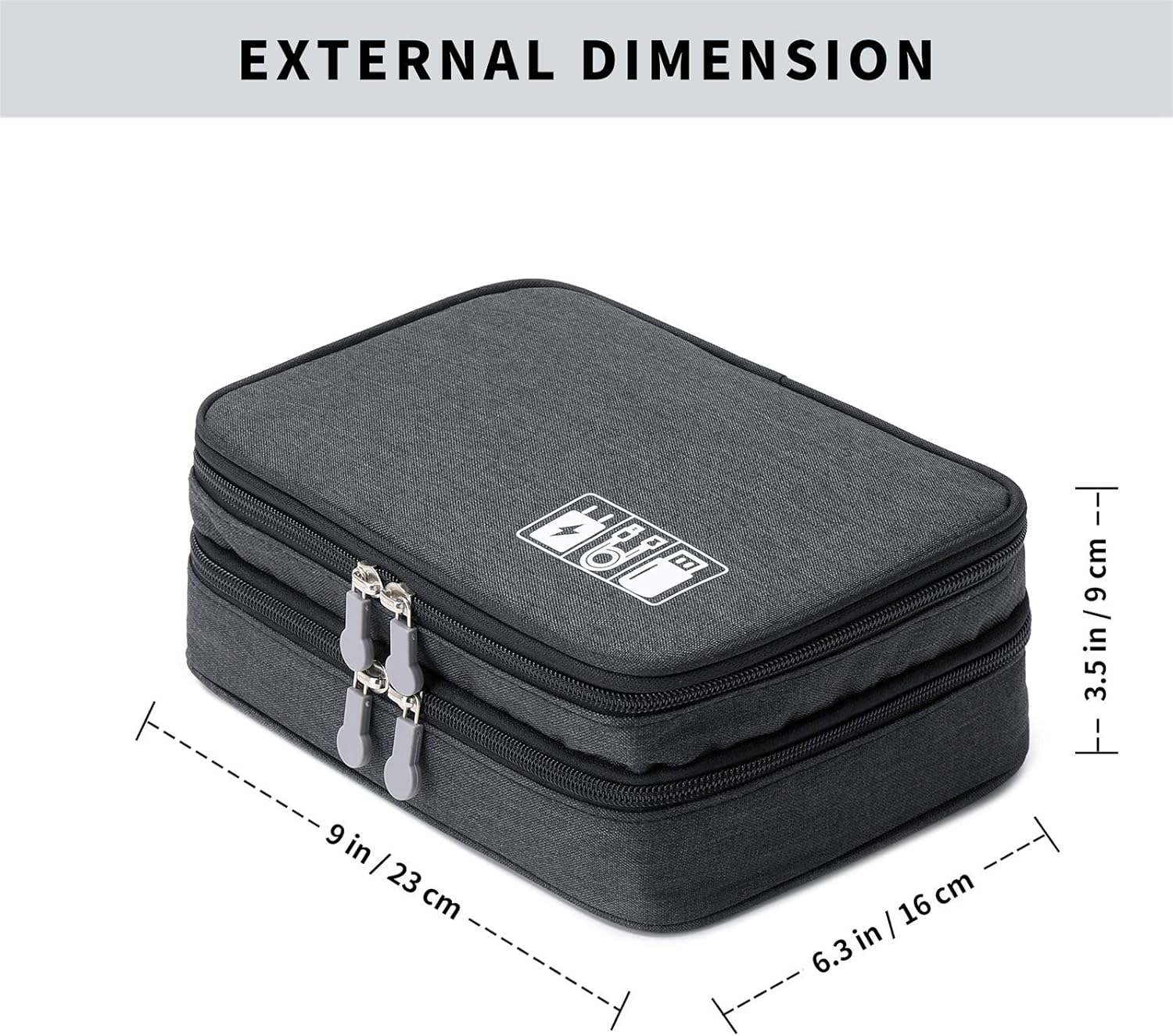 Lanola Travel Cable Organizer Bag, Electronic Accessories Case Portable Double Layer Cable Storage Bag for Cord,phone,Charger, Flash Drive, Phone, SD Card,Personal Items - (Black) - Image 2