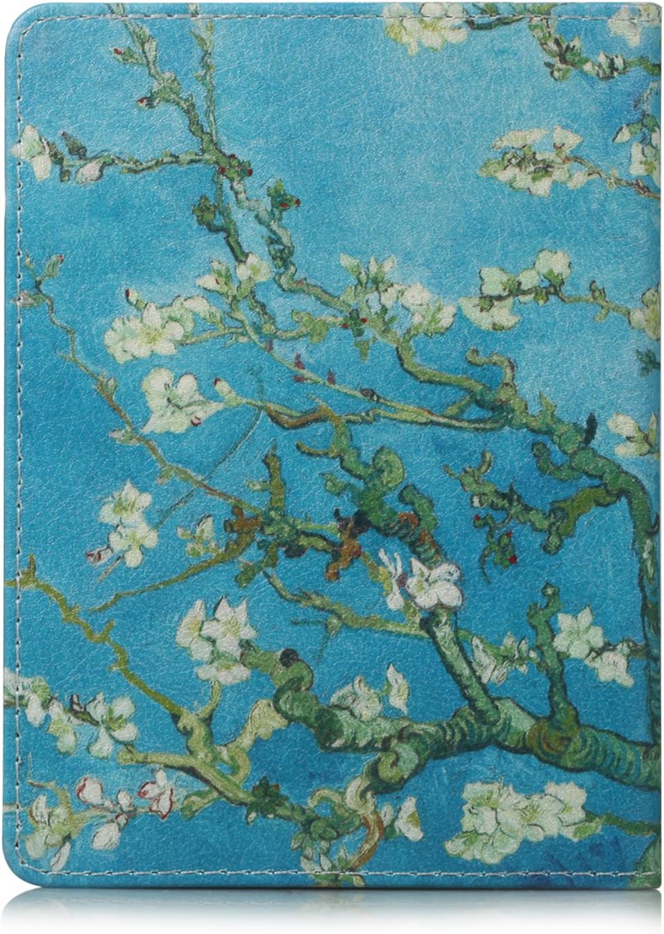 Passport Holder, Slim Travel Wallet RFID Blocking Card Case Passport Cover Protector Travel Essentials with Credit Card Slots Pockets for Women/Men, Almond Blossom Tree - Image 3