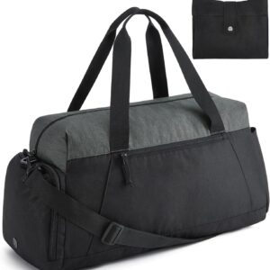 BAGSMART Gym Bags for Men Women, Foldable Travel Duffle Bag, Lightweight Weekender Duffel Bag With Shoe Compartment, Water Resistant Workout Duffle Sports Bag for Travel Yoga, Black