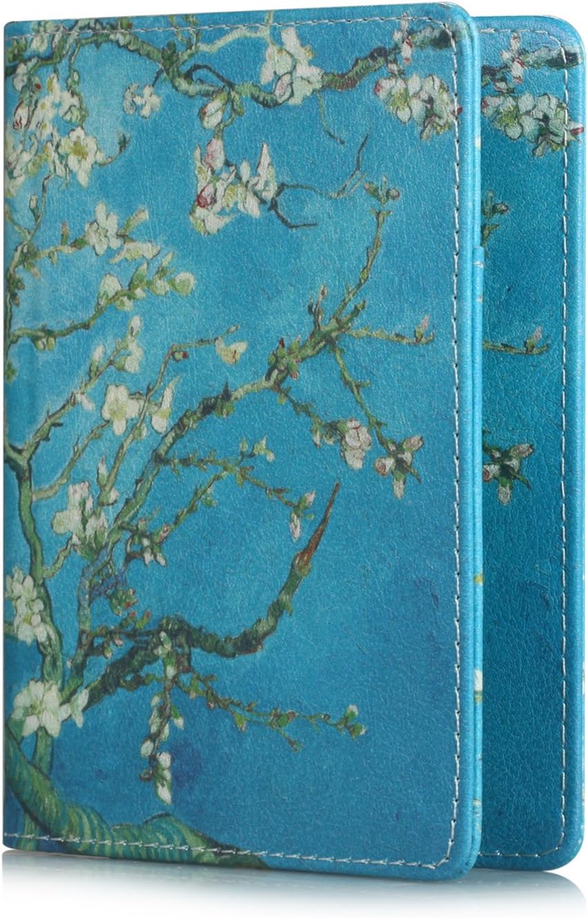 Passport Holder, Slim Travel Wallet RFID Blocking Card Case Passport Cover Protector Travel Essentials with Credit Card Slots Pockets for Women/Men, Almond Blossom Tree - Image 8