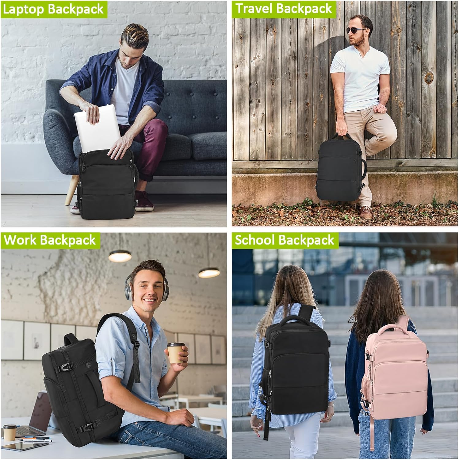 Travel Backpack for Women Men,Travel Laptop Backpack w/USB Charging Port, Waterproof Travel Backpack Carry On Flight Approved,Weekender Business Hiking Bag,Laptop Backpack 15.6 inch - Image 9