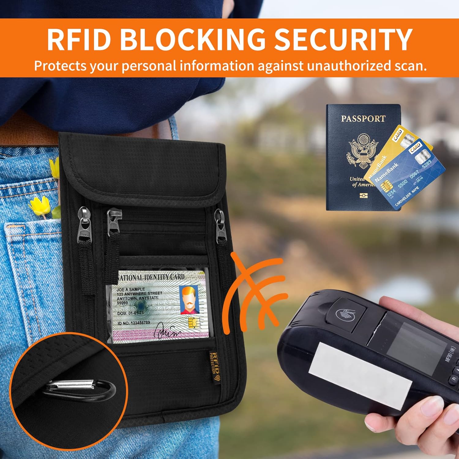 Neck Wallet for Travel,Passport Holder Neck Pouch for Men Women with Adjustable Neck Strap and RFID Blocking - Image 5