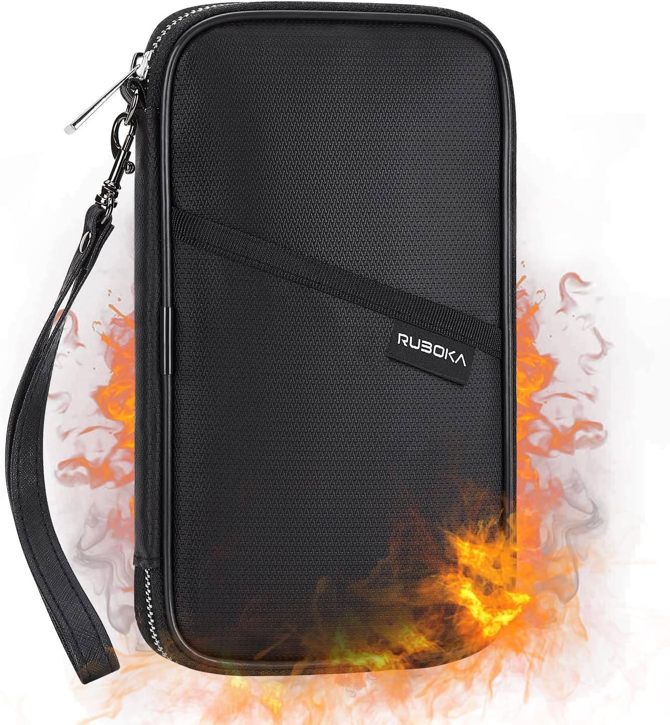 ruboka Fireproof RFID Blocking Passport Holder Wallet, Family Multiple Passport Holder Cover Bag Waterproof, Travel Document Organizer Credit Card Clutch Bag for Men Women - Image 2