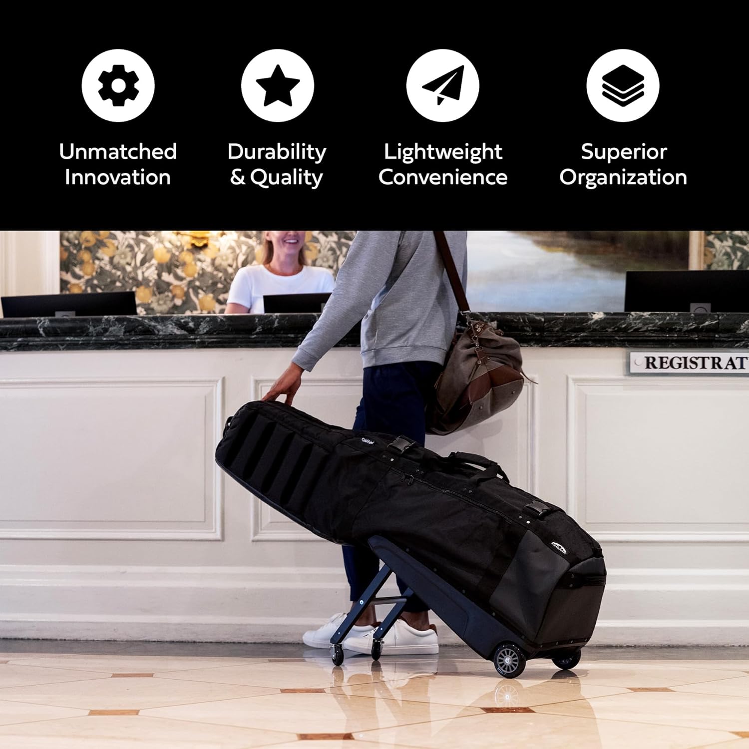 Sun Mountain ClubGlider Meridian - Prestigious Golf Bag with Wheels for Ultimate Convenience - Heavy Duty Golf Travel Bag with Dense Foam Padding for Protection and Spacious Storage - Navy Black - Image 3
