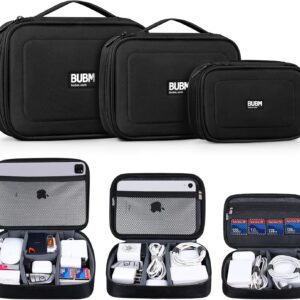BUBM Cable Organizer Bag 3pcs Electronics Travel Organizer for Hard Drives, Cables, Phone, USB, SD Card(2 Year Warranty