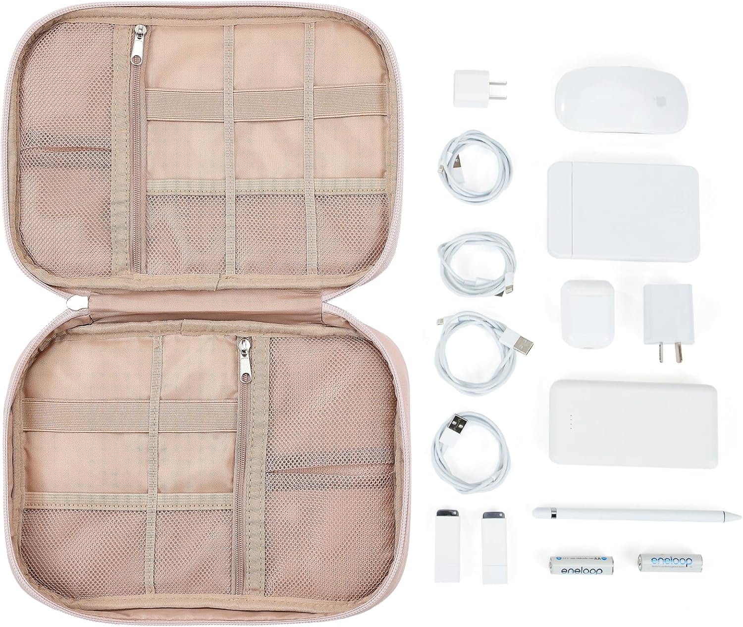 NISHEL Travel Cord Organizer Case, Tech Electronic Bag, Essentials for Charger, Cable, Phone, Hard Drive, USB, SD Card, Pink - Image 5