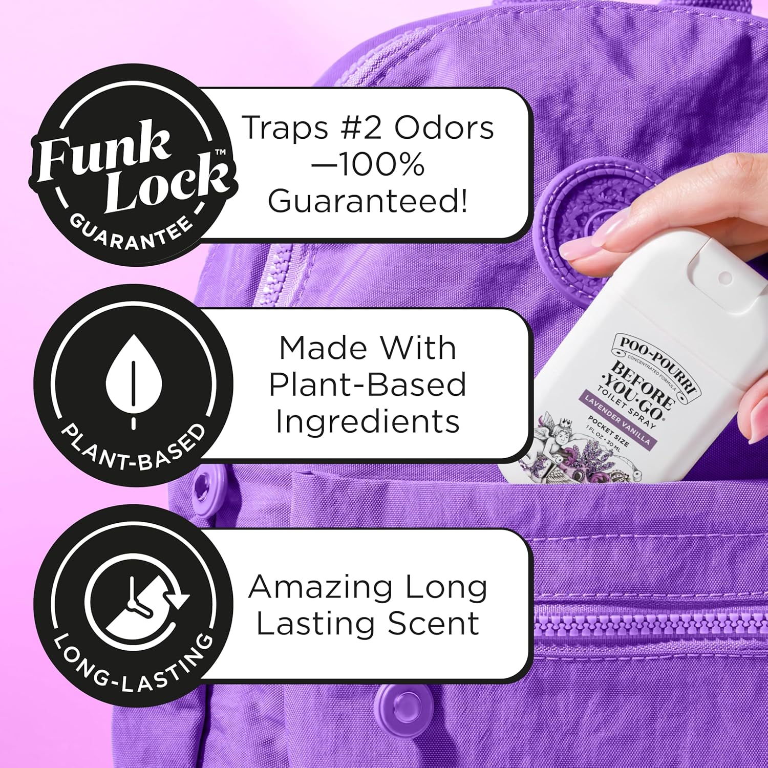 Poo-Pourri Before-You-Go Toilet Spray, Lavender Vanilla, 1 Fl Oz Pocket Travel Size - Lavender, Vanilla and Citrus - Image 2