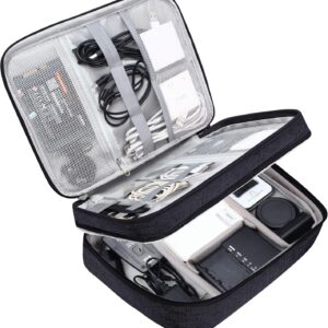 SELLYFELLY Electronic Bag Travel Cable Accessories Bag Waterproof Double Layer Electronics Organizer Portable Storage Case for Cable, Cord, Charger, Phone, Adapter, Power Bank, Kindle, Hard Drives
